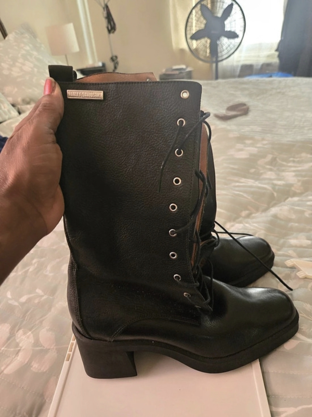 Pleaser Black Lace-Up Boots